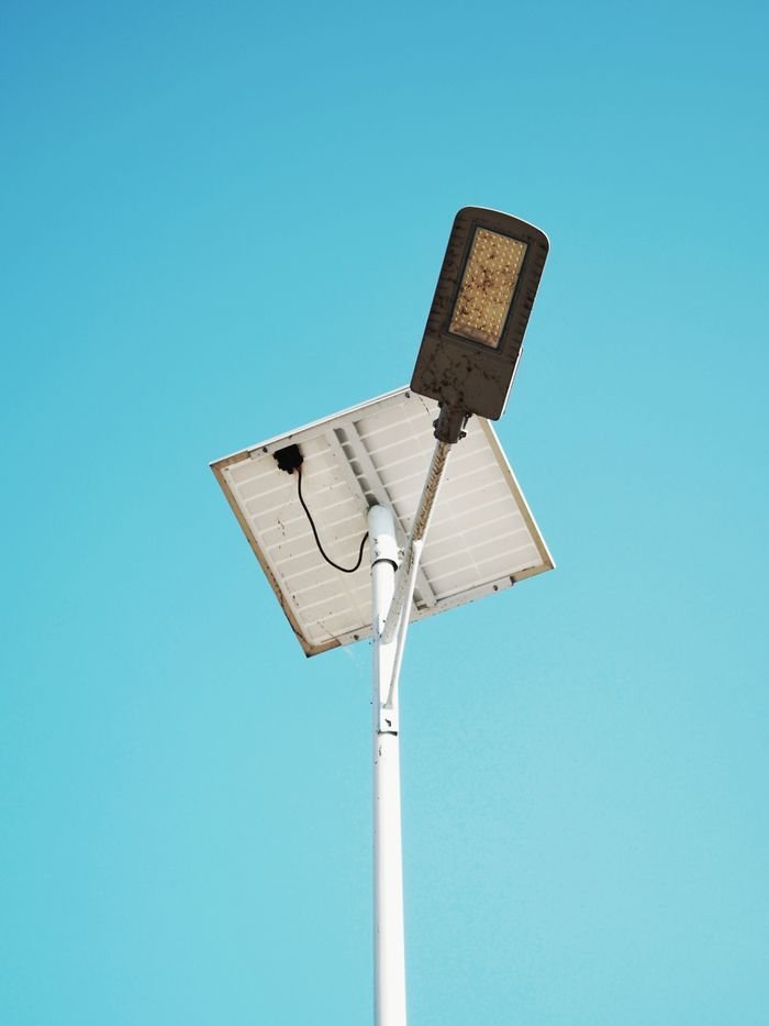Solar-powered streetlight in Guizhou, China, symbolizing sustainable energy.